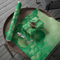 Aloha Hawaii Molokai Island Wrapping Paper Hibiscus Tribal Honu Hawaiian Tattoo Green - Wonder Print Shop