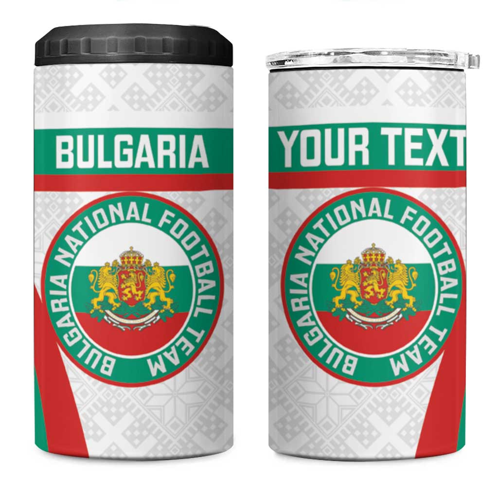 Custom Bulgaria Football 4 in 1 Can Cooler Tumbler Bulgarian Pattern Sporty Style
