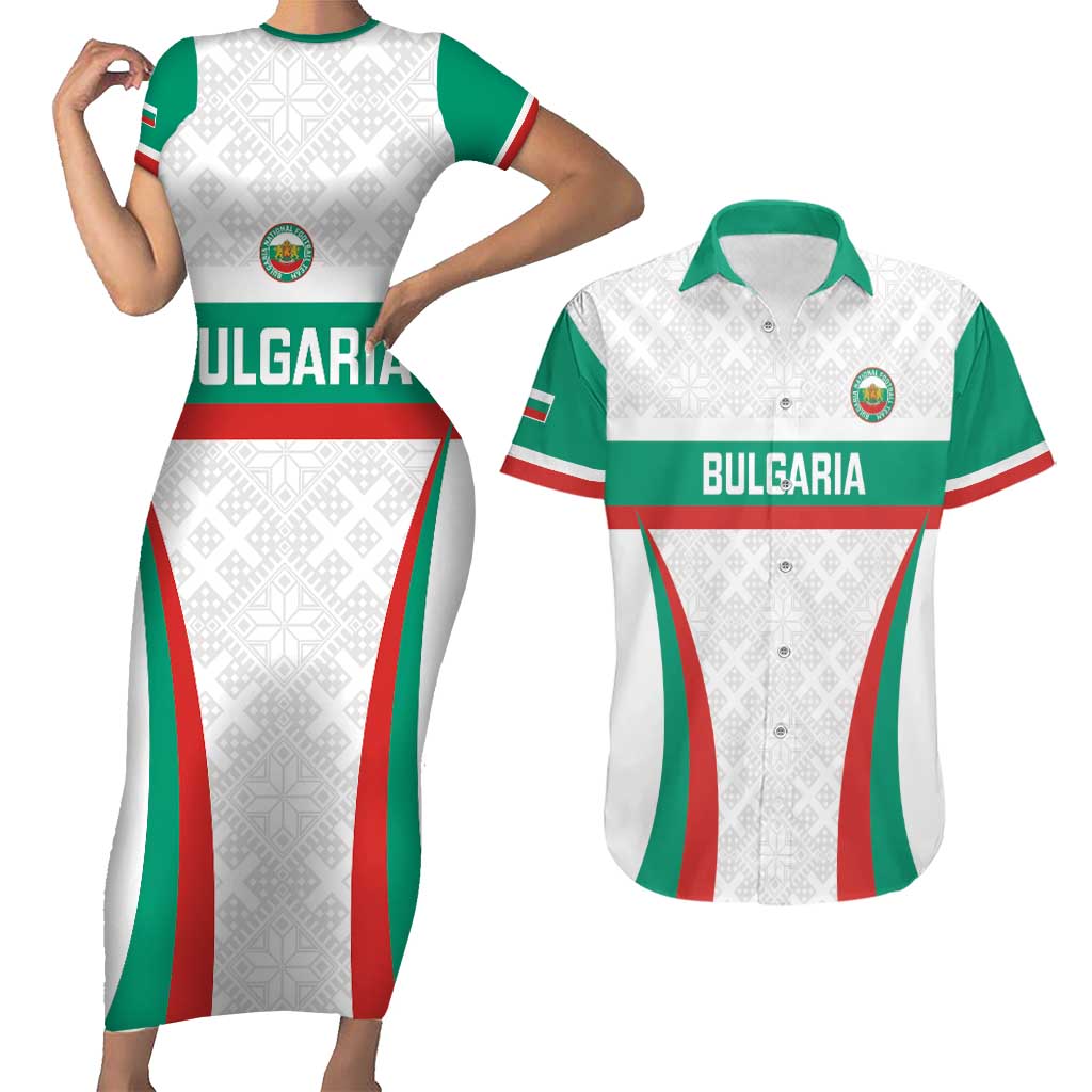 Custom Bulgaria Football Couples Matching Short Sleeve Bodycon Dress and Hawaiian Shirt Bulgarian Pattern Sporty Style