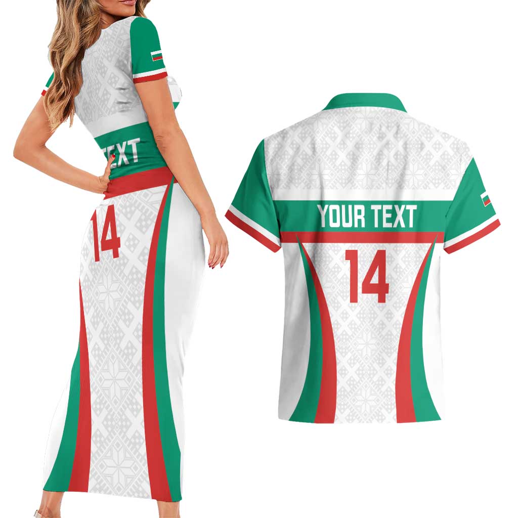 Custom Bulgaria Football Couples Matching Short Sleeve Bodycon Dress and Hawaiian Shirt Bulgarian Pattern Sporty Style