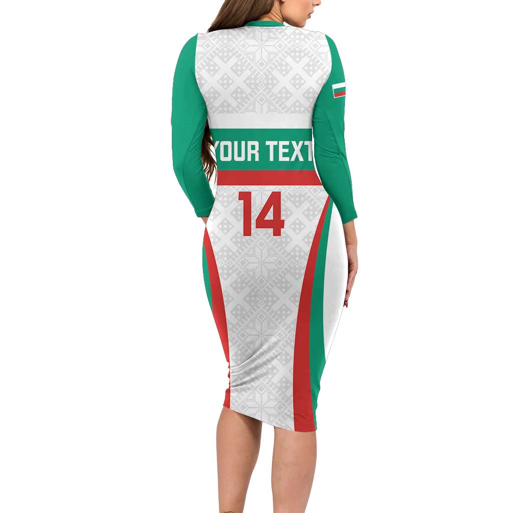 Custom Bulgaria Football Family Matching Long Sleeve Bodycon Dress and Hawaiian Shirt Bulgarian Pattern Sporty Style