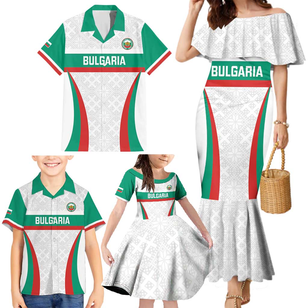 Custom Bulgaria Football Family Matching Mermaid Dress and Hawaiian Shirt Bulgarian Pattern Sporty Style