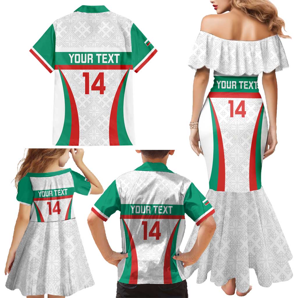Custom Bulgaria Football Family Matching Mermaid Dress and Hawaiian Shirt Bulgarian Pattern Sporty Style