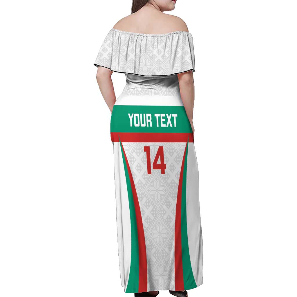 Custom Bulgaria Football Family Matching Off Shoulder Maxi Dress and Hawaiian Shirt Bulgarian Pattern Sporty Style