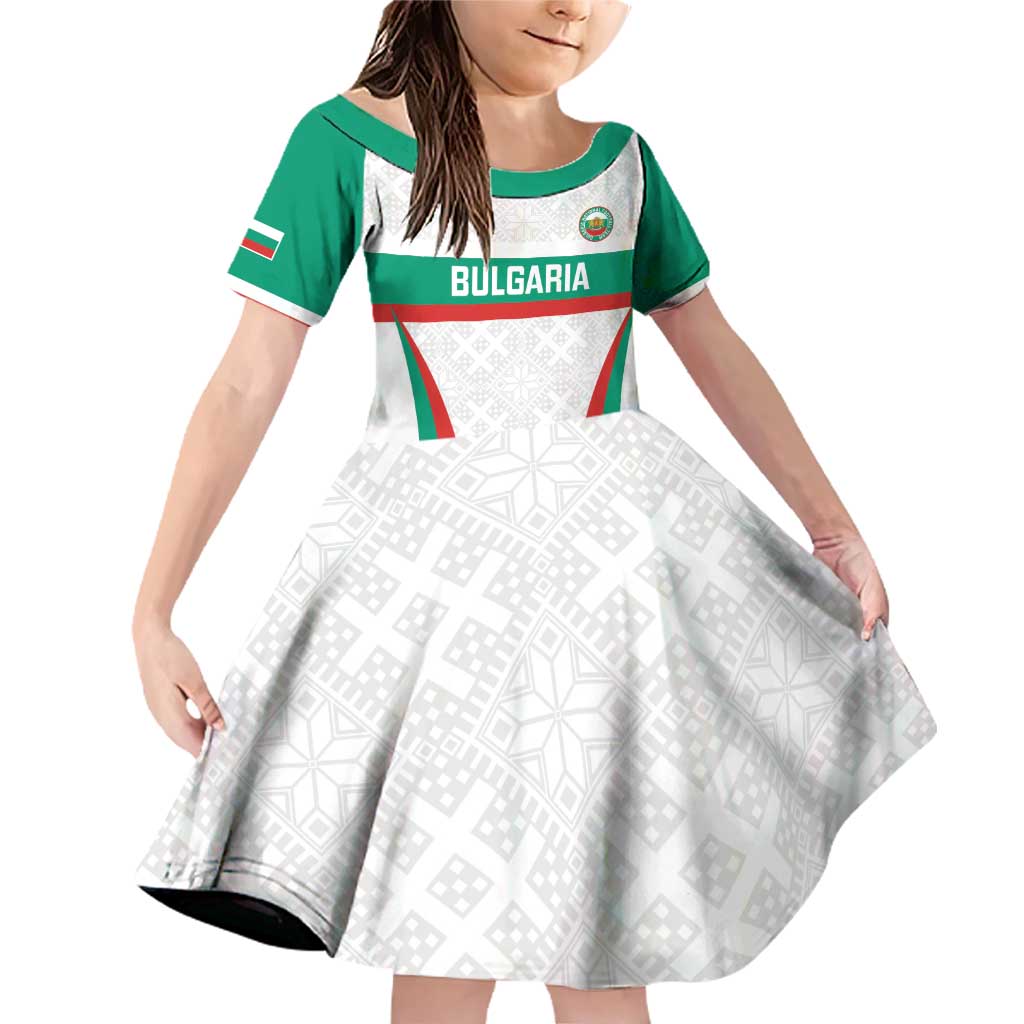 Custom Bulgaria Football Family Matching Off Shoulder Short Dress and Hawaiian Shirt Bulgarian Pattern Sporty Style