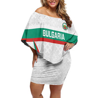 Custom Bulgaria Football Family Matching Off Shoulder Short Dress and Hawaiian Shirt Bulgarian Pattern Sporty Style
