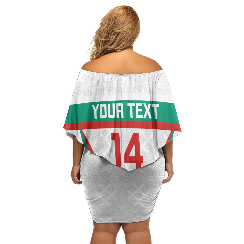 Custom Bulgaria Football Family Matching Off Shoulder Short Dress and Hawaiian Shirt Bulgarian Pattern Sporty Style