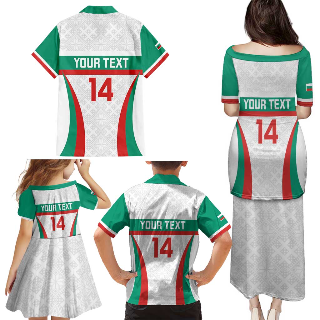 Custom Bulgaria Football Family Matching Puletasi and Hawaiian Shirt Bulgarian Pattern Sporty Style