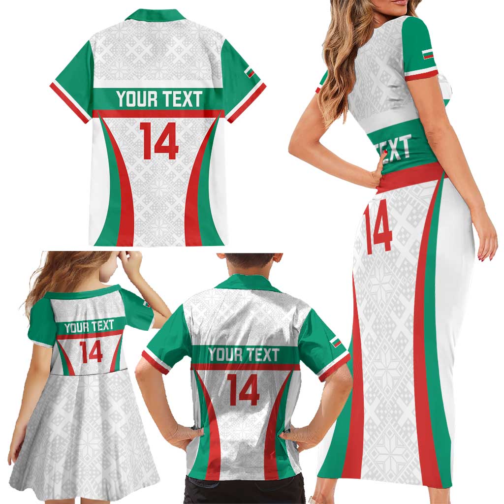 Custom Bulgaria Football Family Matching Short Sleeve Bodycon Dress and Hawaiian Shirt Bulgarian Pattern Sporty Style