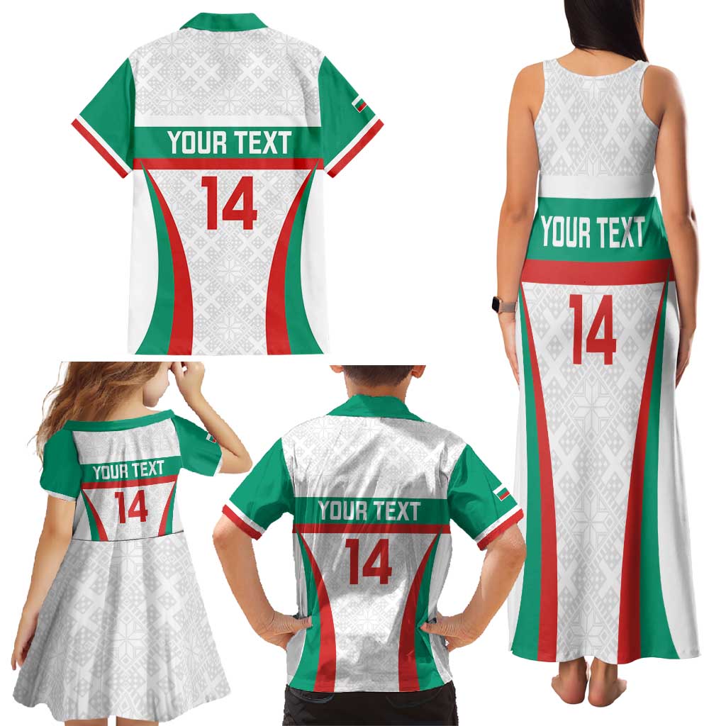 Custom Bulgaria Football Family Matching Tank Maxi Dress and Hawaiian Shirt Bulgarian Pattern Sporty Style