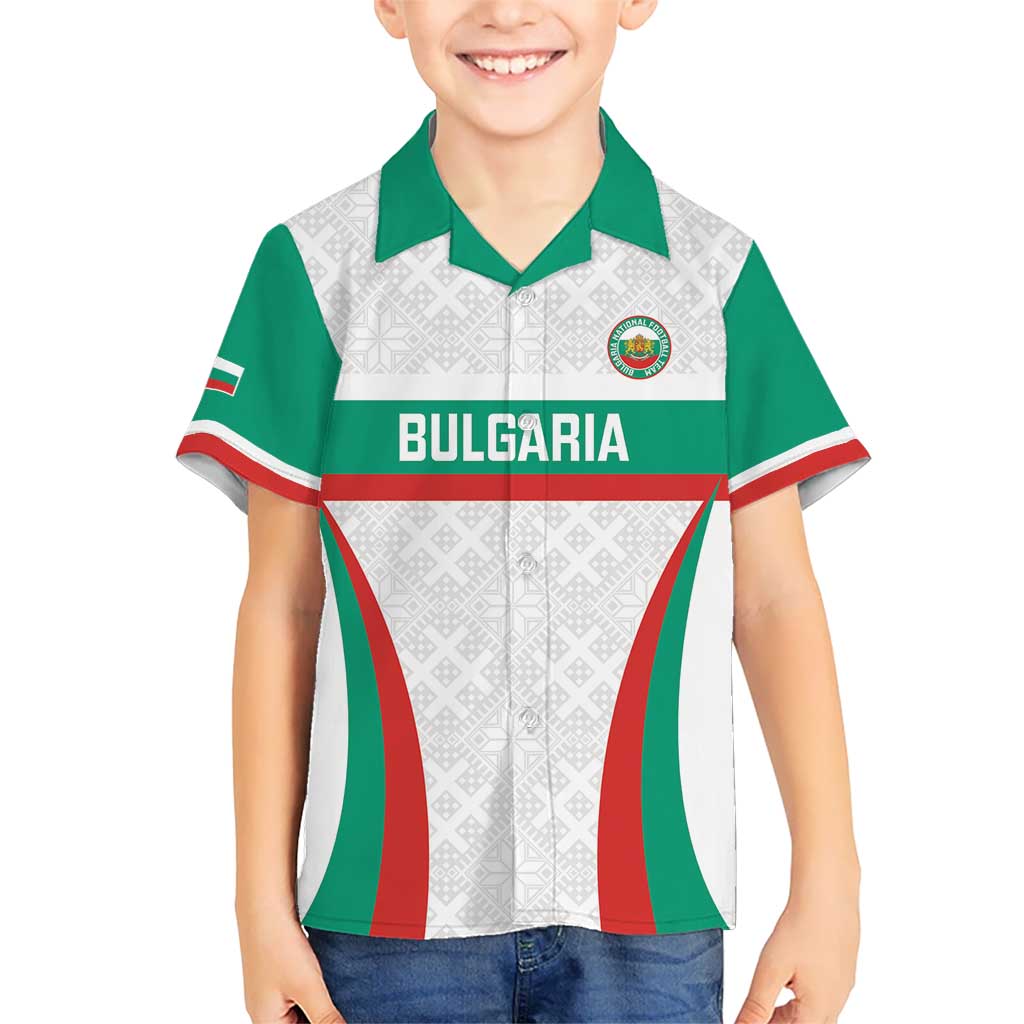 Custom Bulgaria Football Kid Hawaiian Shirt Bulgarian Pattern Sporty Style
