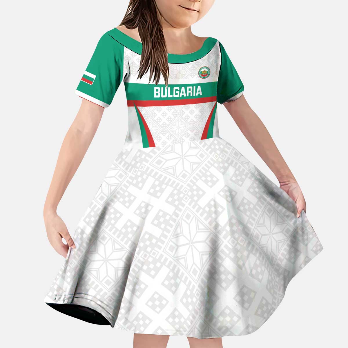 Custom Bulgaria Football Kid Short Sleeve Dress Bulgarian Pattern Sporty Style
