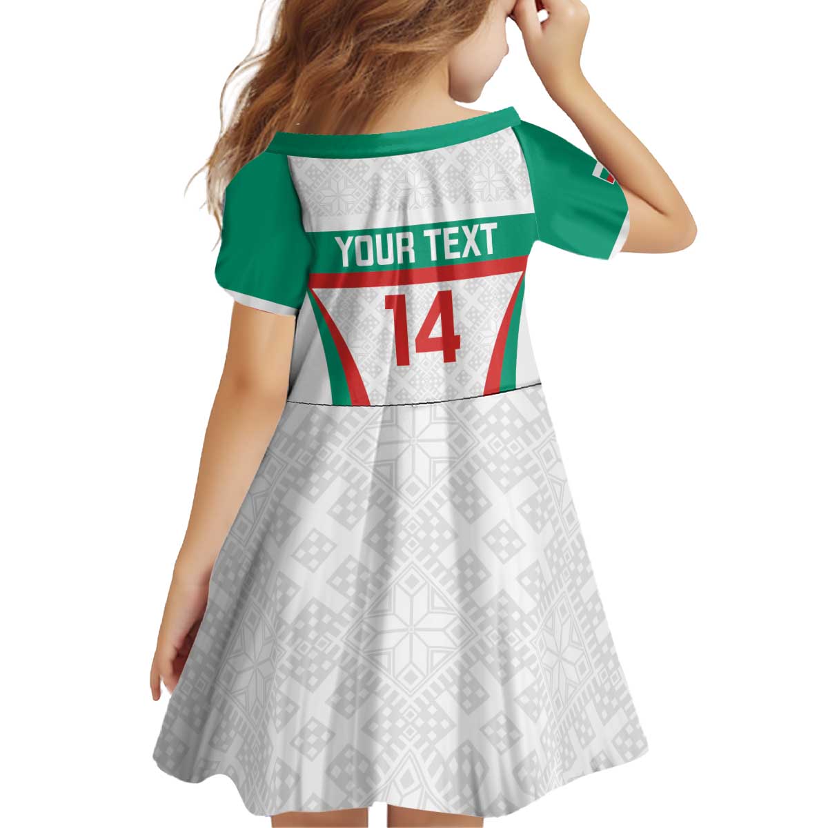 Custom Bulgaria Football Kid Short Sleeve Dress Bulgarian Pattern Sporty Style