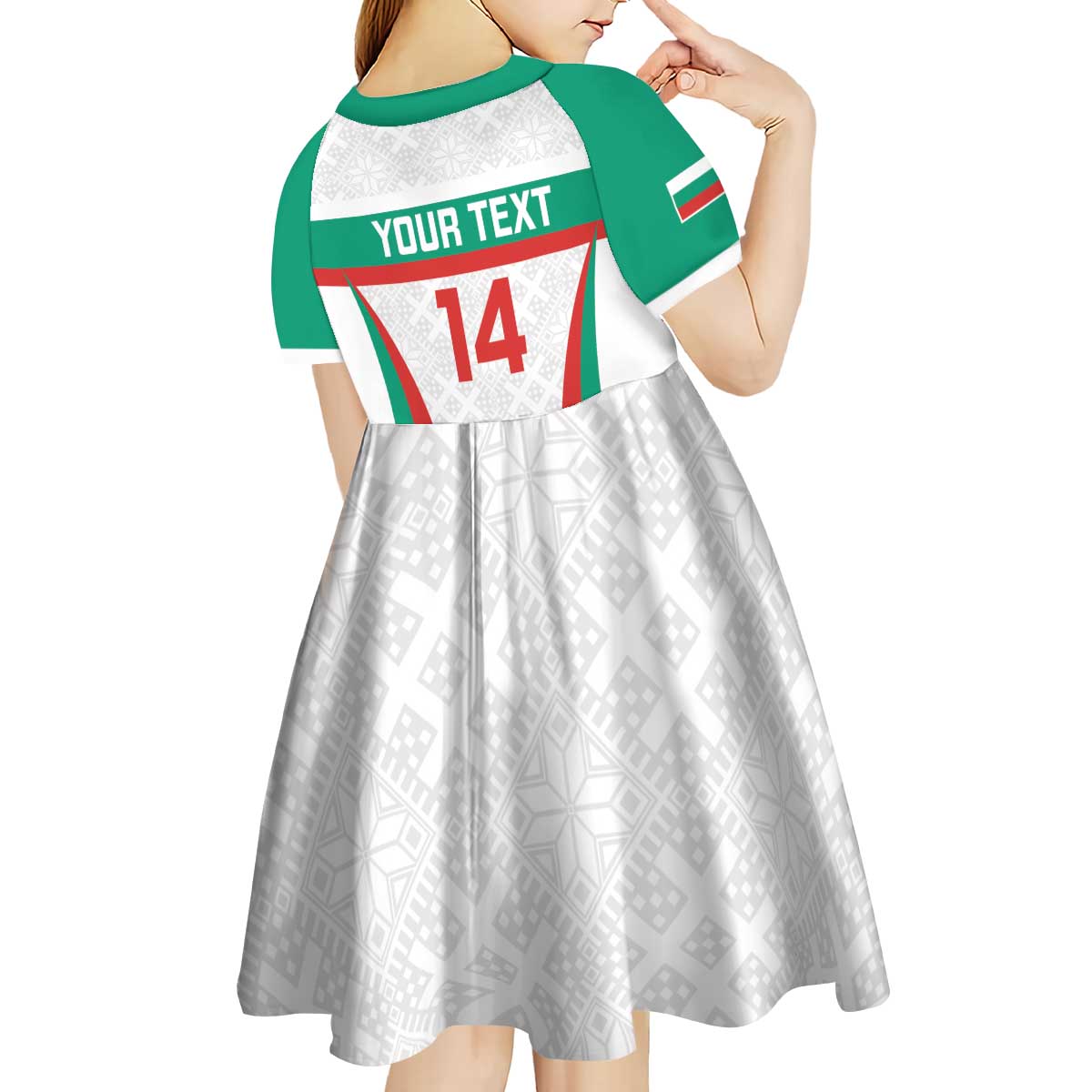Custom Bulgaria Football Kid Short Sleeve Dress Bulgarian Pattern Sporty Style