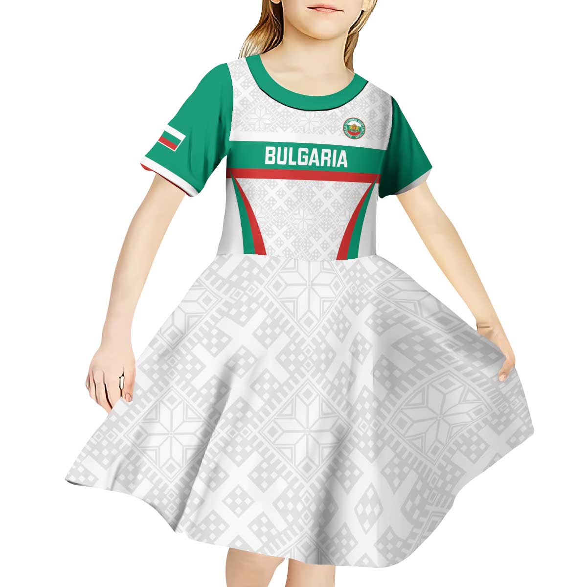 Custom Bulgaria Football Kid Short Sleeve Dress Bulgarian Pattern Sporty Style