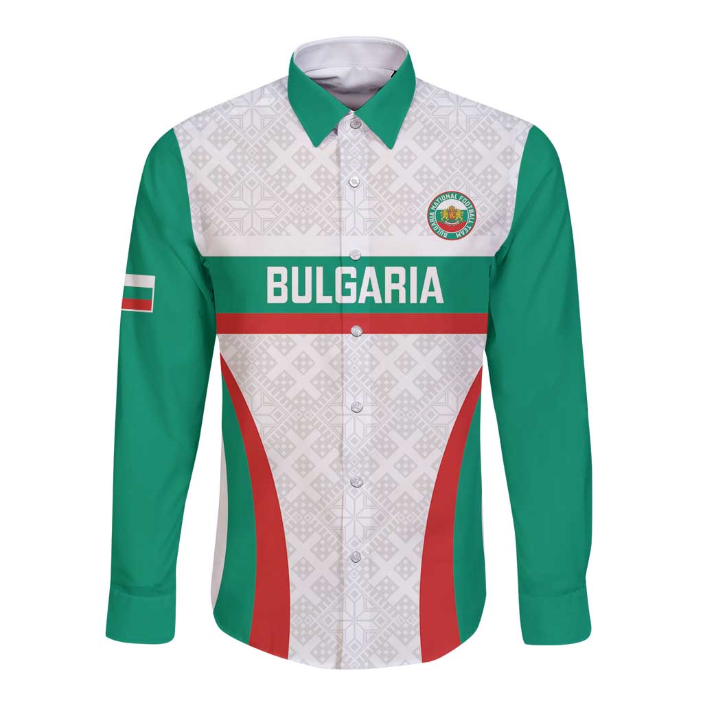 Custom Bulgaria Football Long Sleeve Button Shirt Bulgarian Pattern Sporty Style