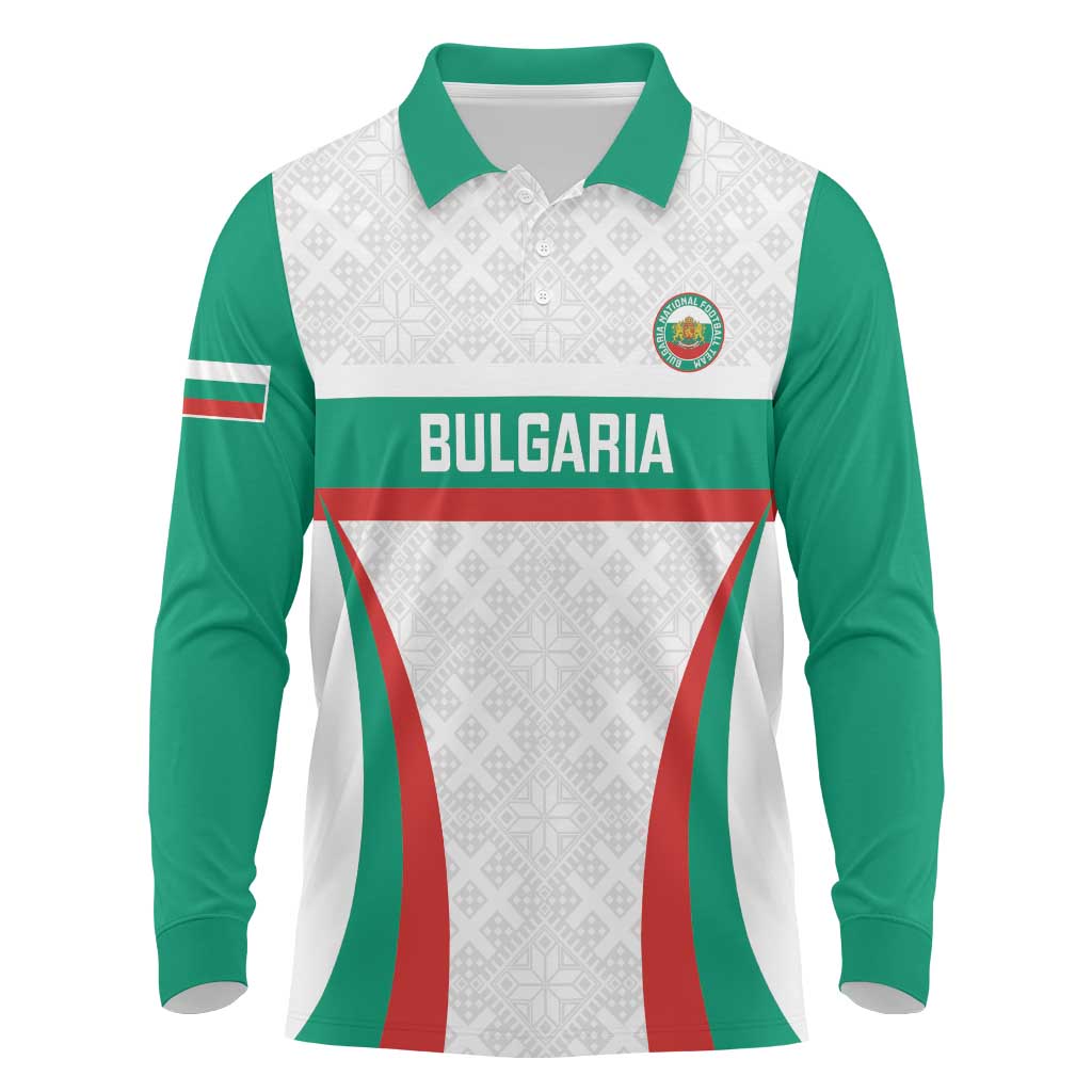 Custom Bulgaria Football Long Sleeve Polo Shirt Bulgarian Pattern Sporty Style