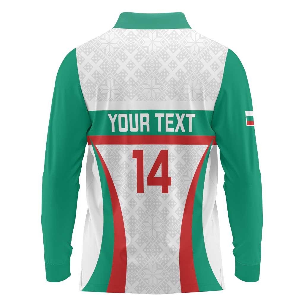 Custom Bulgaria Football Long Sleeve Polo Shirt Bulgarian Pattern Sporty Style