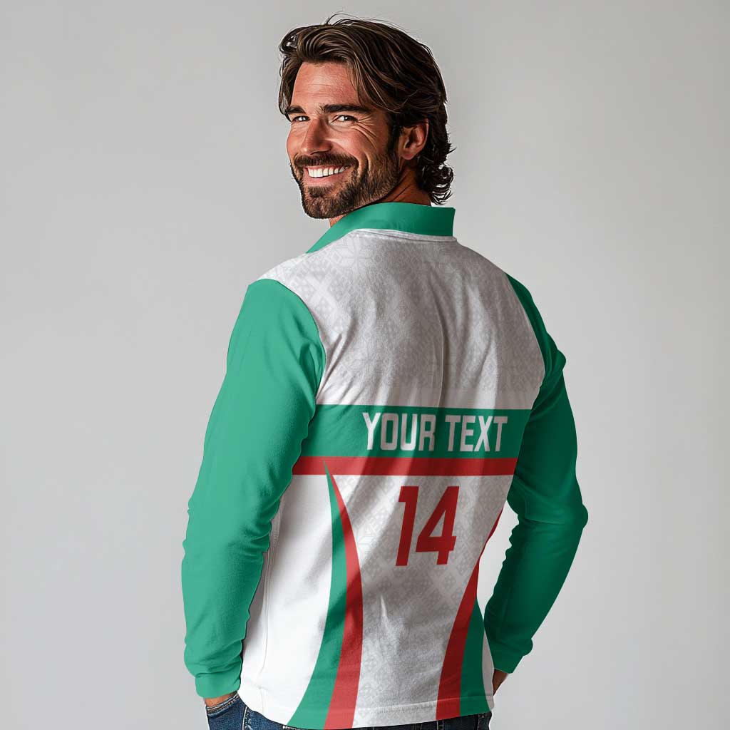 Custom Bulgaria Football Long Sleeve Polo Shirt Bulgarian Pattern Sporty Style