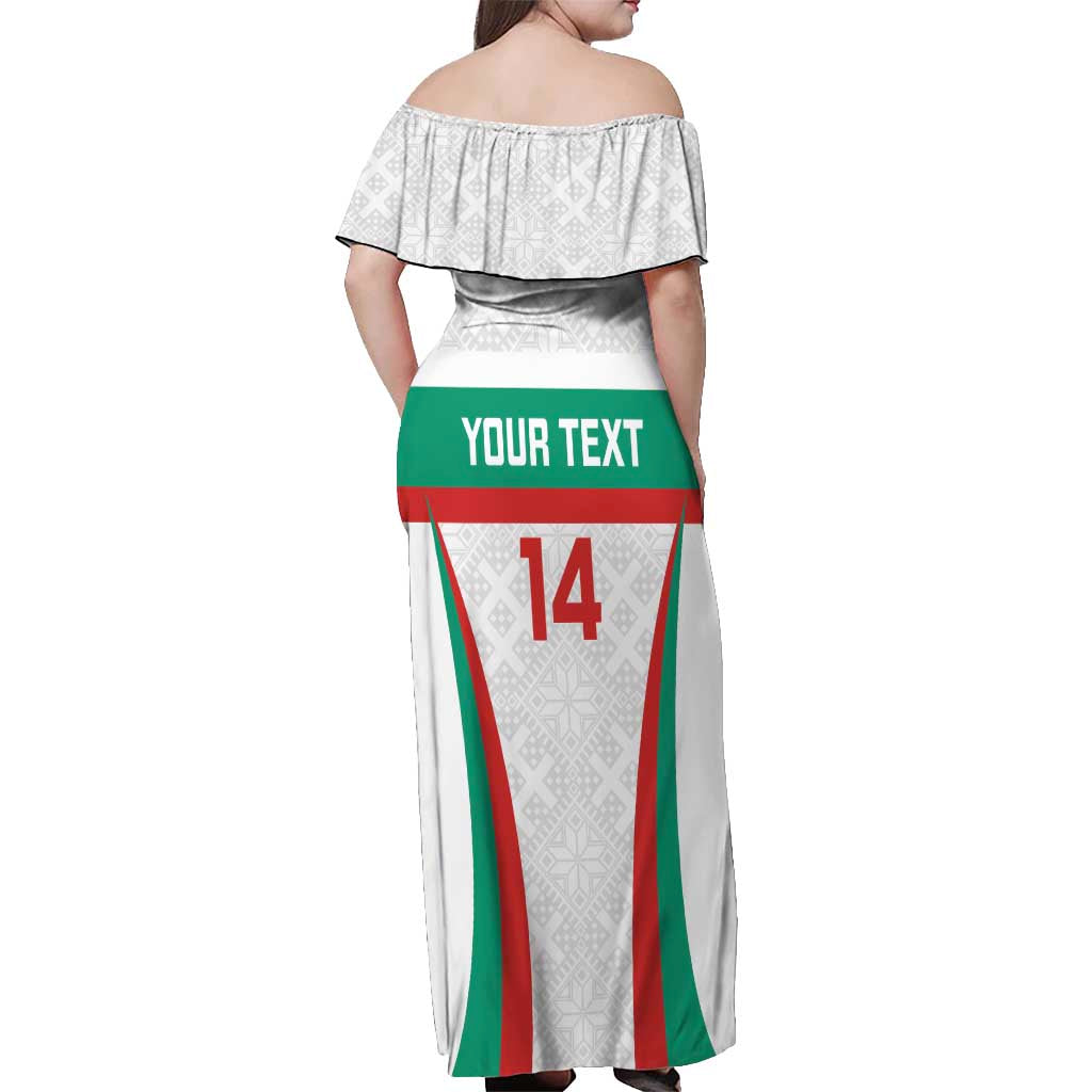 Custom Bulgaria Football Off Shoulder Maxi Dress Bulgarian Pattern Sporty Style