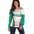 Custom Bulgaria Football Off Shoulder Sweater Bulgarian Pattern Sporty Style