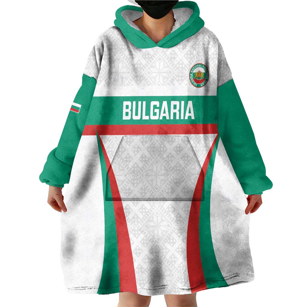 Custom Bulgaria Football Wearable Blanket Hoodie Bulgarian Pattern Sporty Style