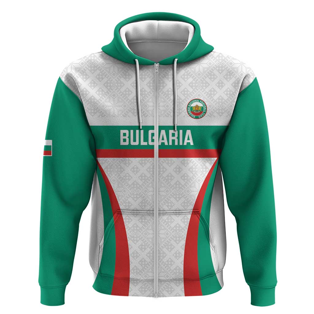 Custom Bulgaria Football Zip Hoodie Bulgarian Pattern Sporty Style