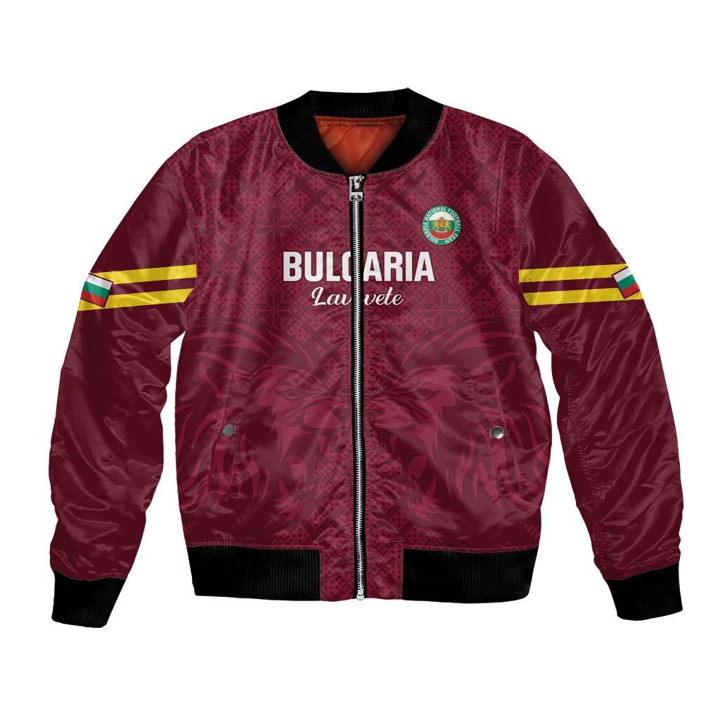 Custom Bulgaria Football Bomber Jacket Go Lavovete Bulgarian Pattern