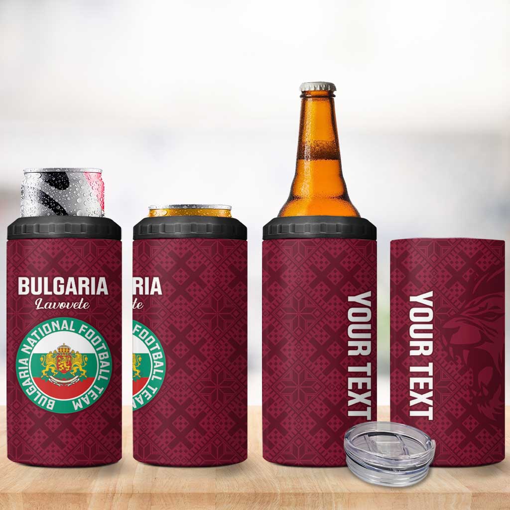 Custom Bulgaria Football 4 in 1 Can Cooler Tumbler Go Lavovete Bulgarian Pattern