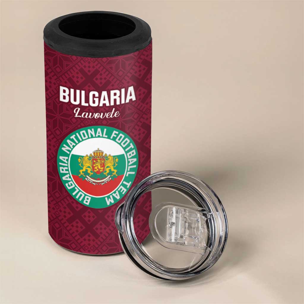 Custom Bulgaria Football 4 in 1 Can Cooler Tumbler Go Lavovete Bulgarian Pattern