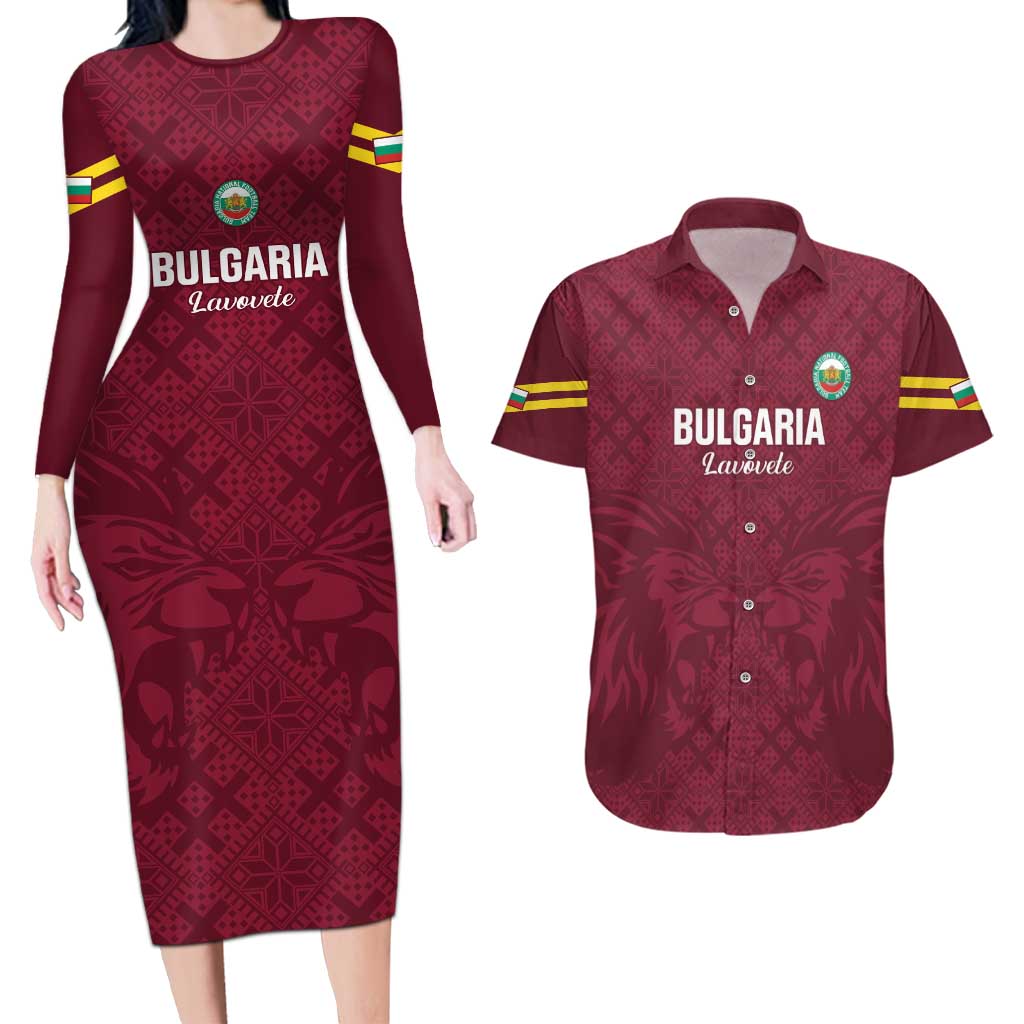 Custom Bulgaria Football Couples Matching Long Sleeve Bodycon Dress and Hawaiian Shirt Go Lavovete Bulgarian Pattern