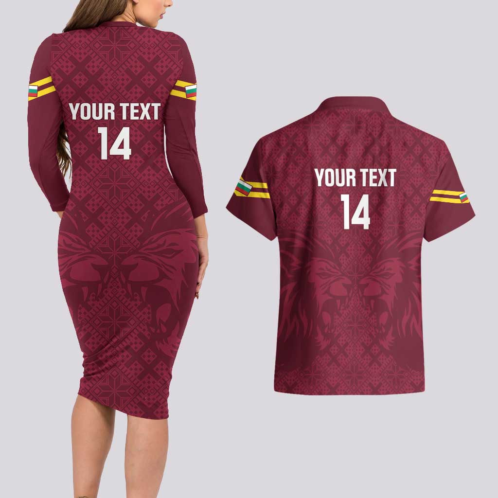 Custom Bulgaria Football Couples Matching Long Sleeve Bodycon Dress and Hawaiian Shirt Go Lavovete Bulgarian Pattern