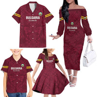 Custom Bulgaria Football Family Matching Off The Shoulder Long Sleeve Dress and Hawaiian Shirt Go Lavovete Bulgarian Pattern