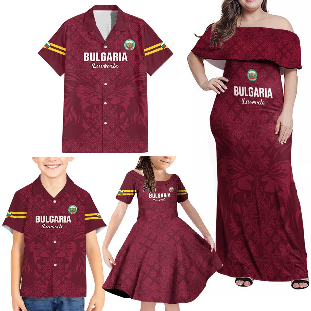 Custom Bulgaria Football Family Matching Off Shoulder Maxi Dress and Hawaiian Shirt Go Lavovete Bulgarian Pattern