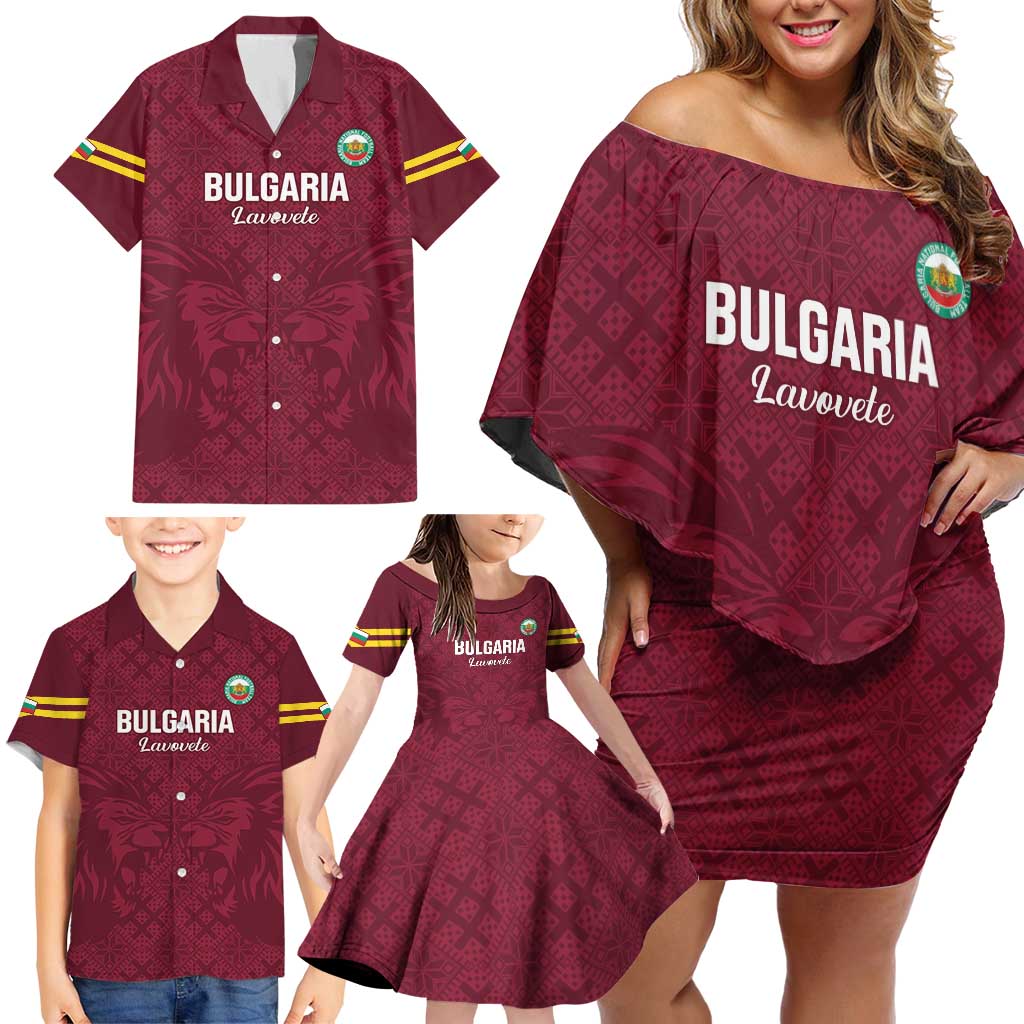 Custom Bulgaria Football Family Matching Off Shoulder Short Dress and Hawaiian Shirt Go Lavovete Bulgarian Pattern