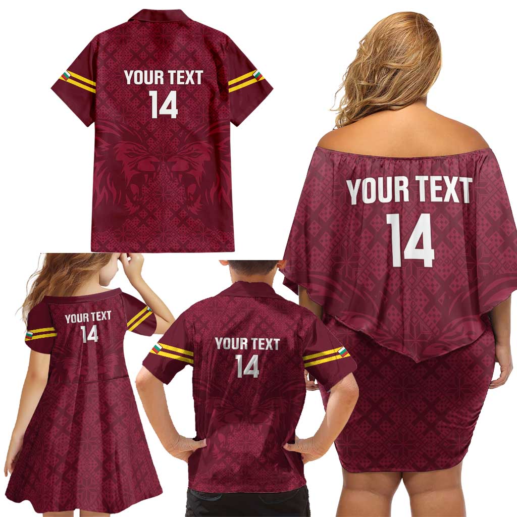 Custom Bulgaria Football Family Matching Off Shoulder Short Dress and Hawaiian Shirt Go Lavovete Bulgarian Pattern