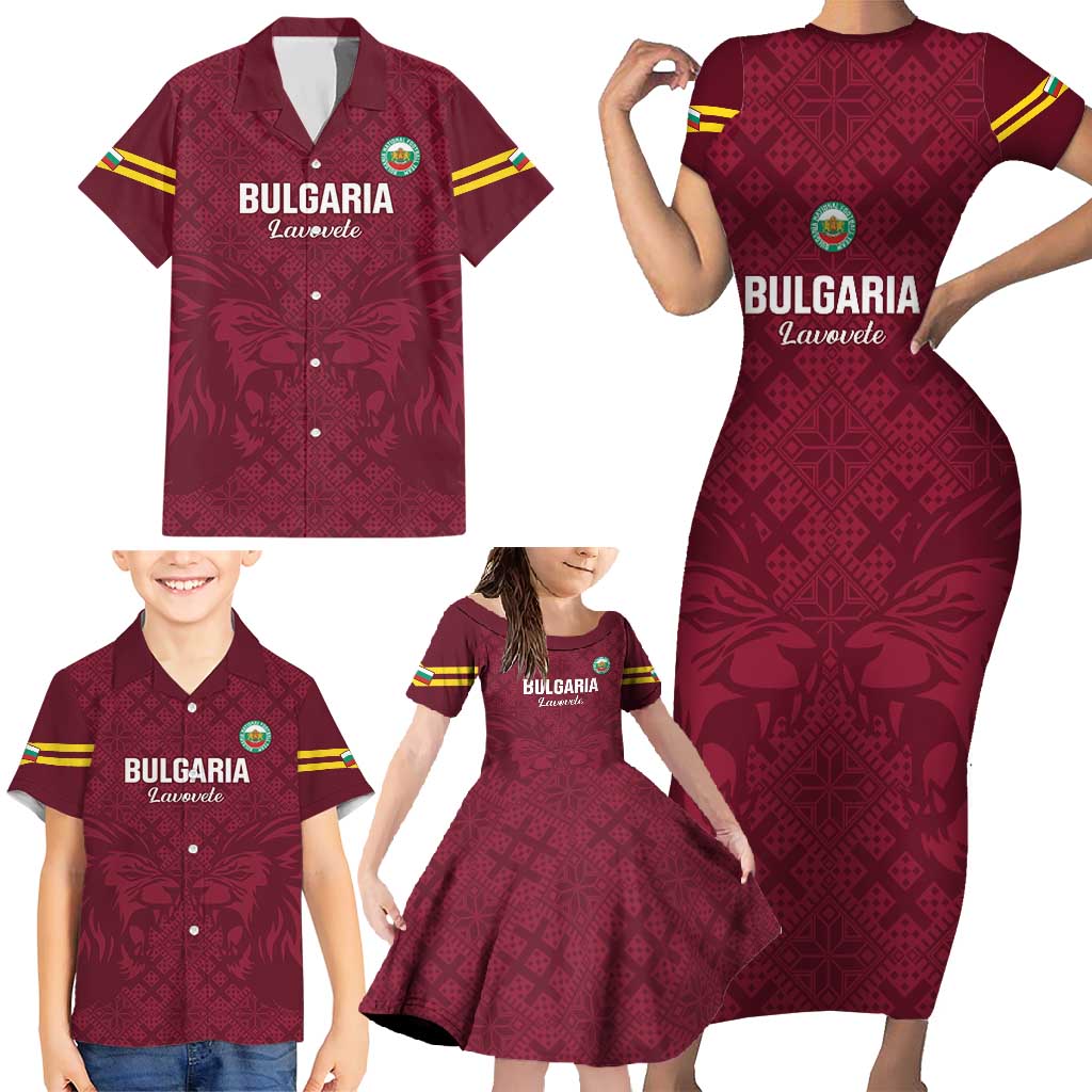 Custom Bulgaria Football Family Matching Short Sleeve Bodycon Dress and Hawaiian Shirt Go Lavovete Bulgarian Pattern