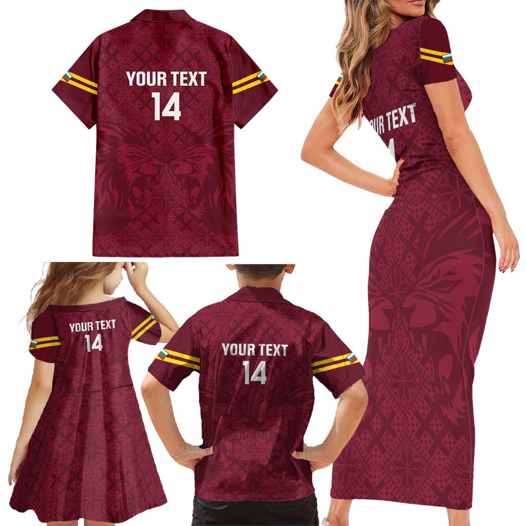Custom Bulgaria Football Family Matching Short Sleeve Bodycon Dress and Hawaiian Shirt Go Lavovete Bulgarian Pattern