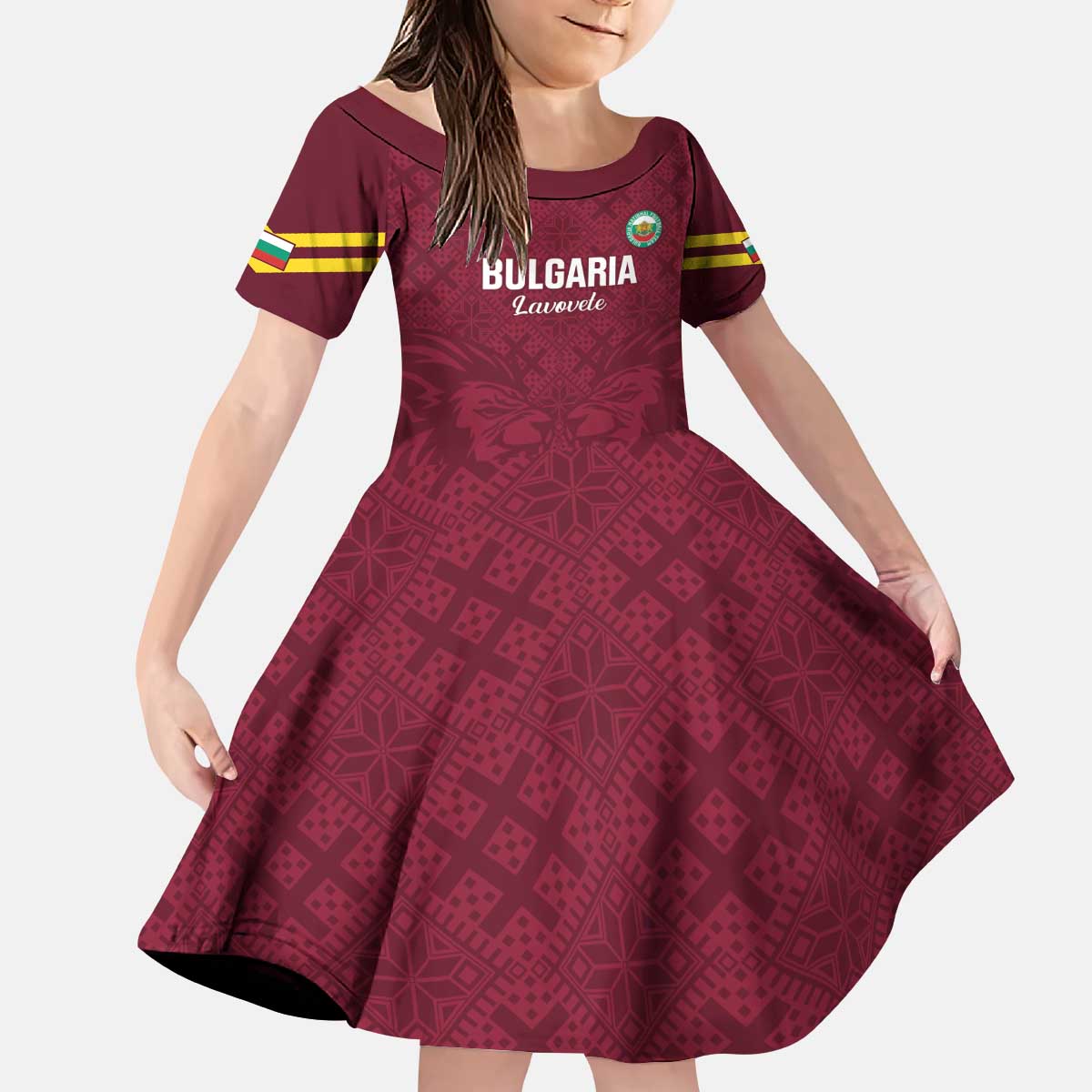 Custom Bulgaria Football Kid Short Sleeve Dress Go Lavovete Bulgarian Pattern