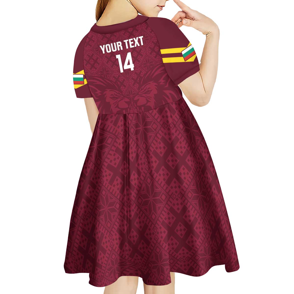 Custom Bulgaria Football Kid Short Sleeve Dress Go Lavovete Bulgarian Pattern