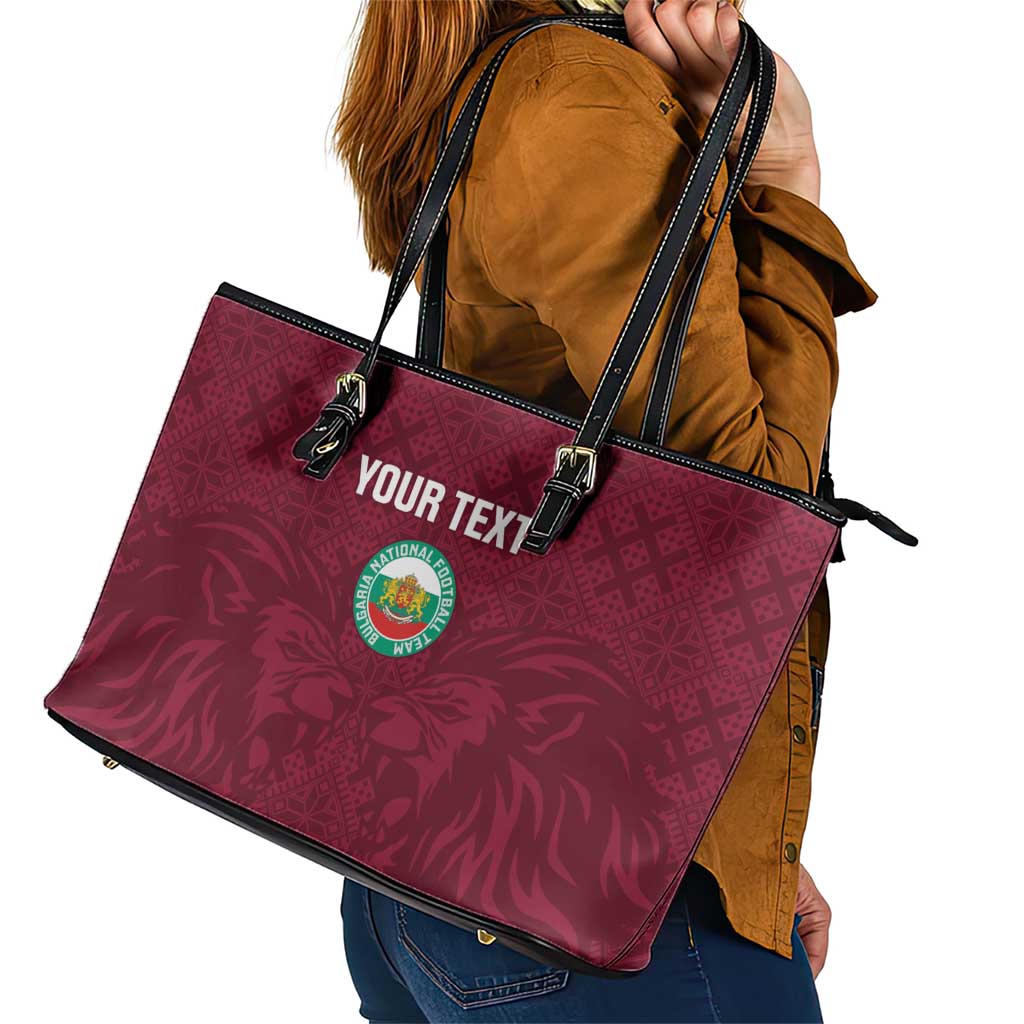 Custom Bulgaria Football Leather Tote Bag Go Lavovete Bulgarian Pattern
