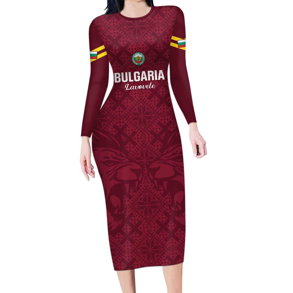 Custom Bulgaria Football Long Sleeve Bodycon Dress Go Lavovete Bulgarian Pattern