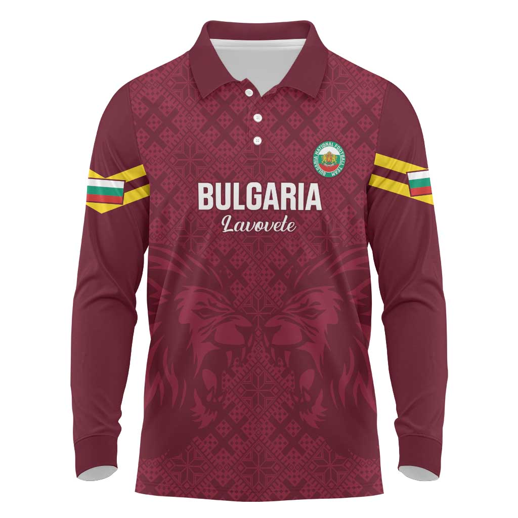 Custom Bulgaria Football Long Sleeve Polo Shirt Go Lavovete Bulgarian Pattern