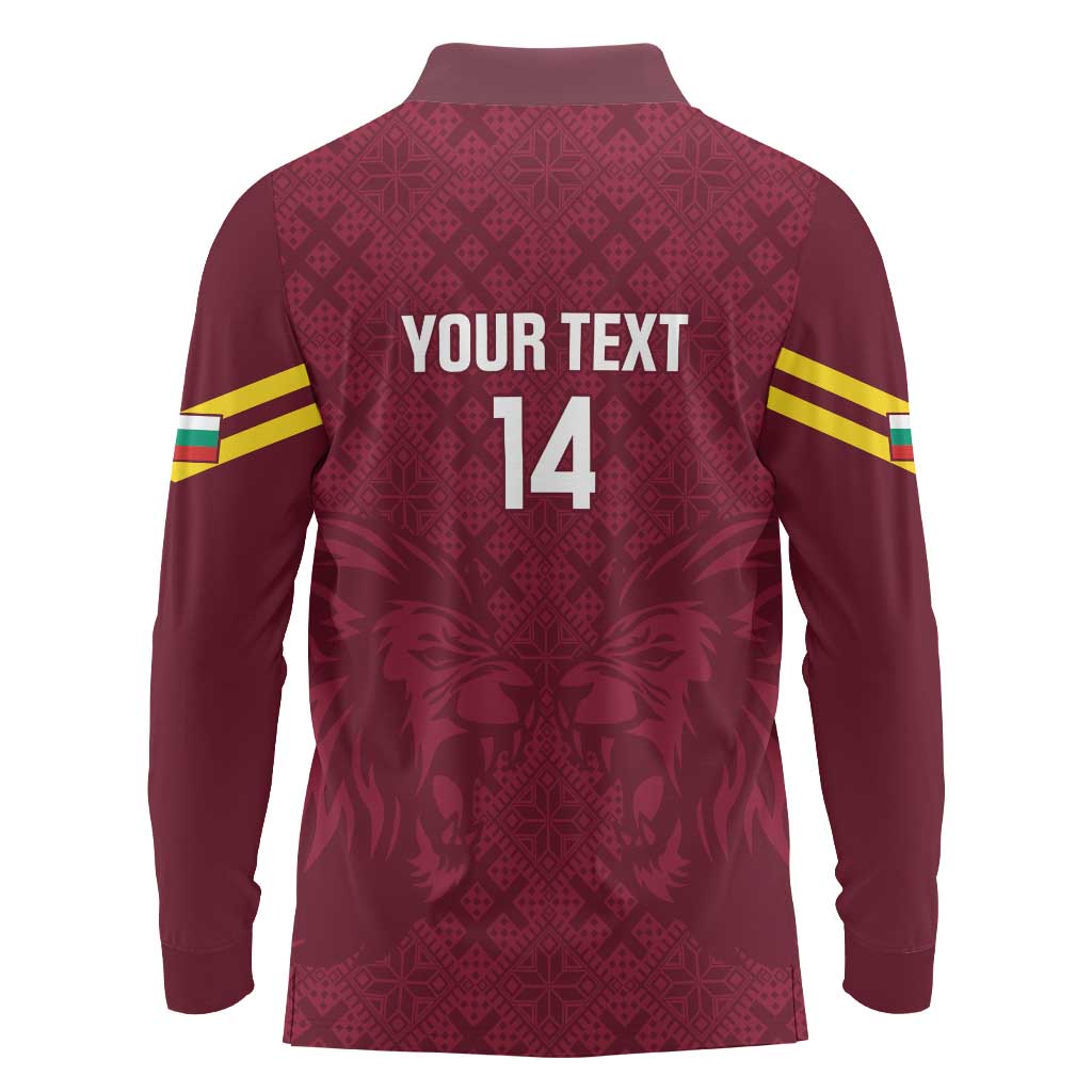 Custom Bulgaria Football Long Sleeve Polo Shirt Go Lavovete Bulgarian Pattern