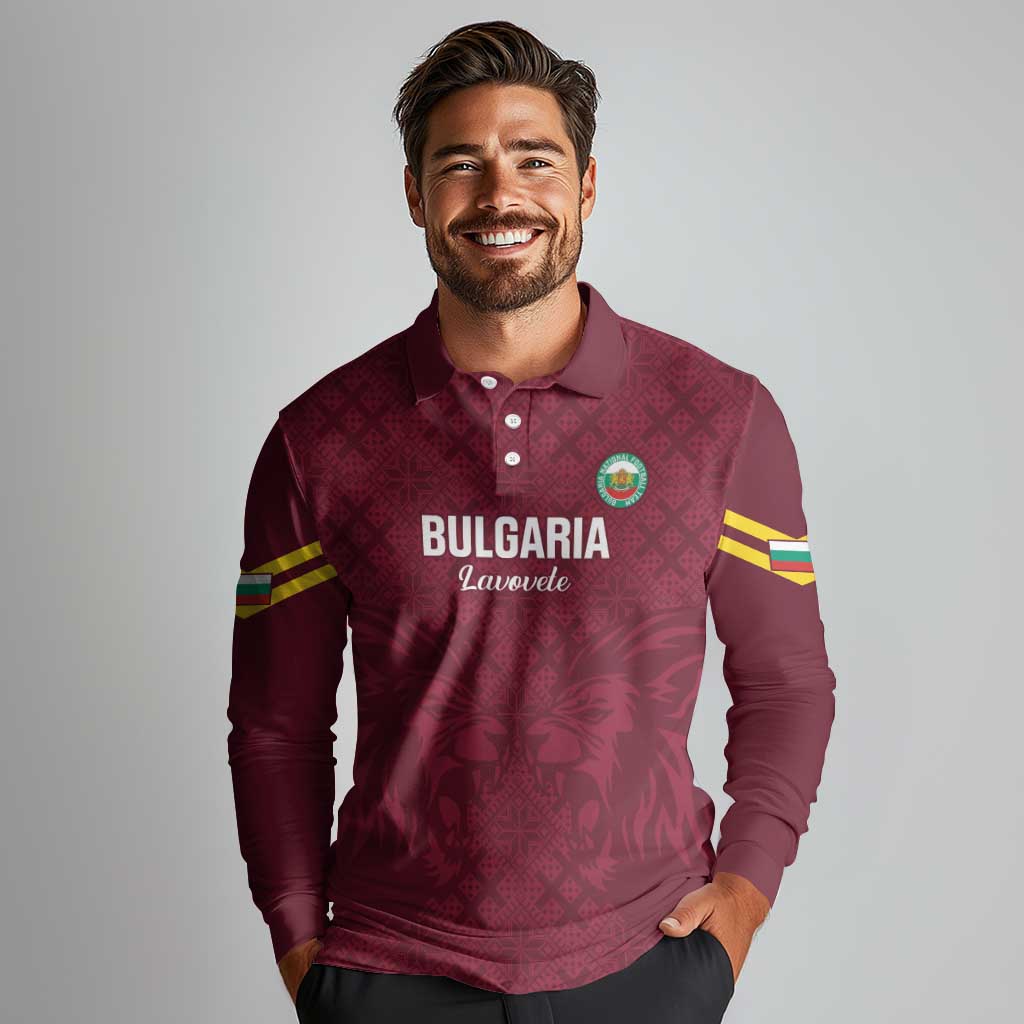 Custom Bulgaria Football Long Sleeve Polo Shirt Go Lavovete Bulgarian Pattern