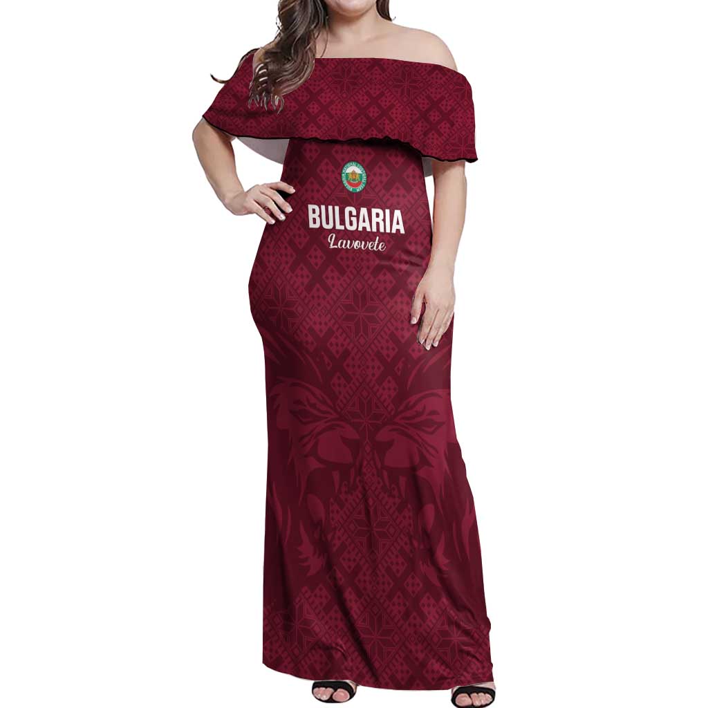 Custom Bulgaria Football Off Shoulder Maxi Dress Go Lavovete Bulgarian Pattern