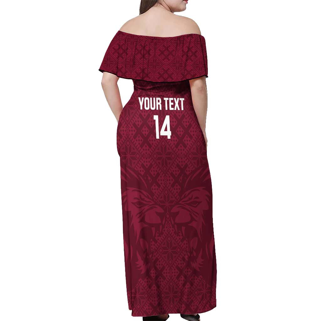 Custom Bulgaria Football Off Shoulder Maxi Dress Go Lavovete Bulgarian Pattern