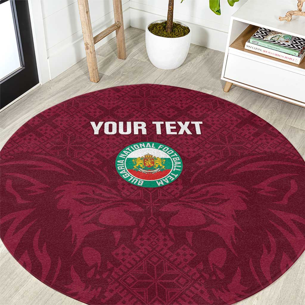 Custom Bulgaria Football Round Carpet Go Lavovete Bulgarian Pattern