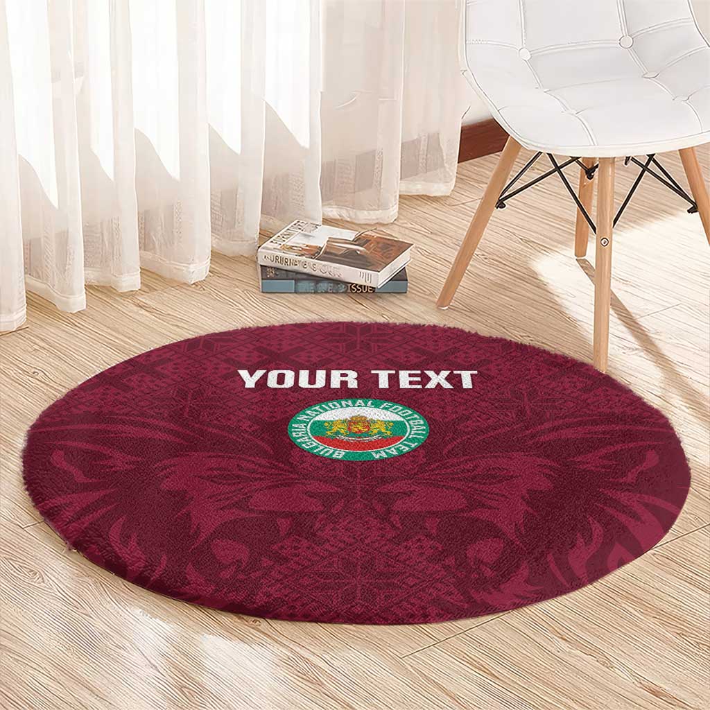Custom Bulgaria Football Round Carpet Go Lavovete Bulgarian Pattern