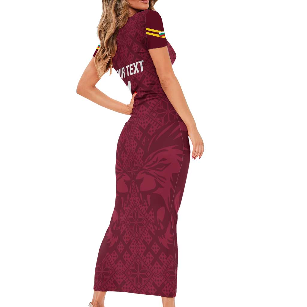 Custom Bulgaria Football Short Sleeve Bodycon Dress Go Lavovete Bulgarian Pattern
